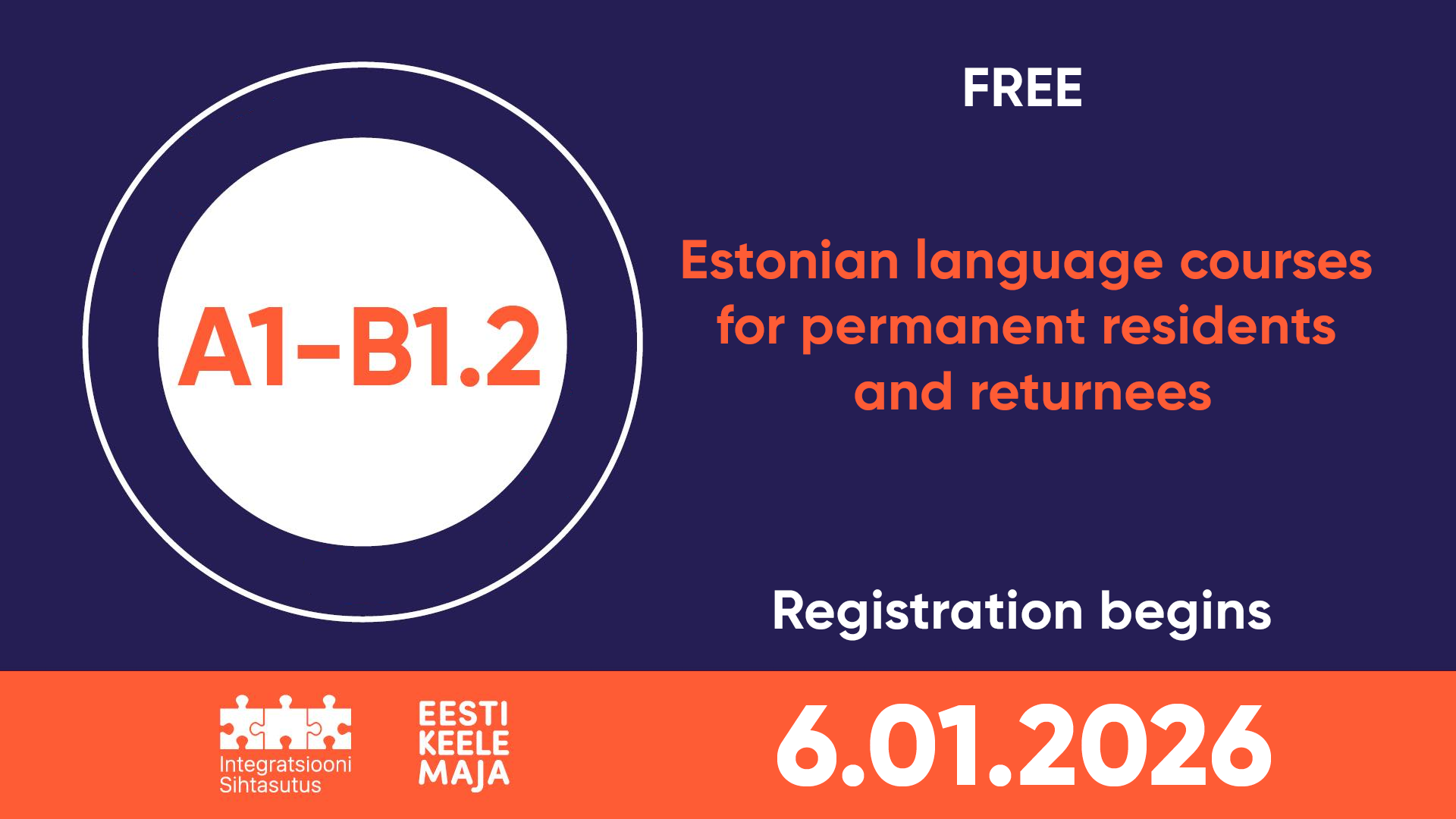 Permanent residents and returnees are invited to free Estonian language courses